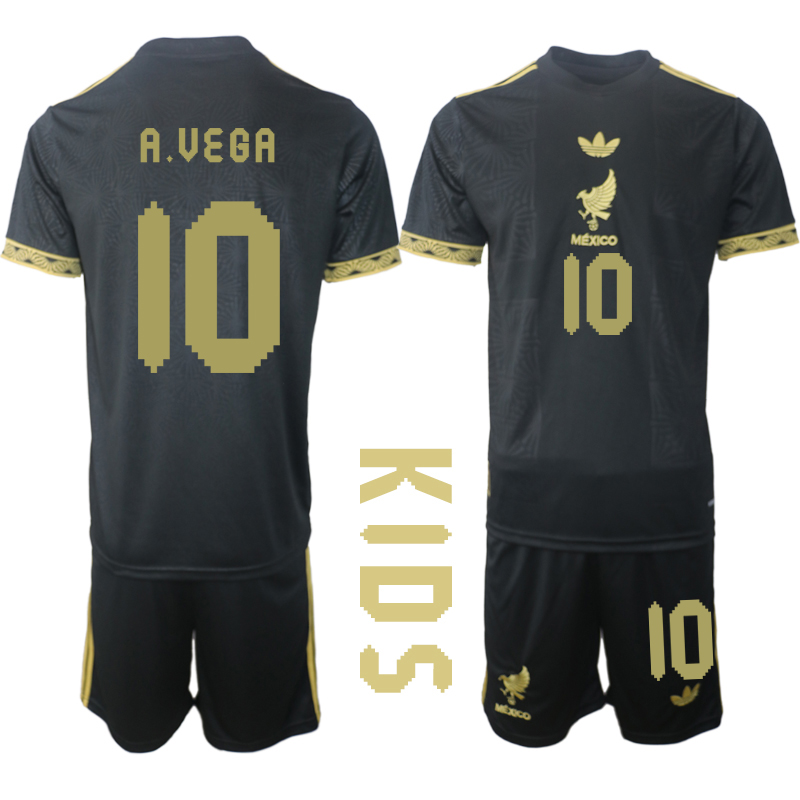 Youth 2025-2026 National Team Season Mexico Black #10 Soccer Jersey->youth soccer jersey->Youth Jersey